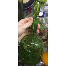 Blenko Green crackle-glass decanter ~ Original Controlled bubble stopper   152816731468
